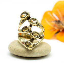Bague citrine en laiton doré