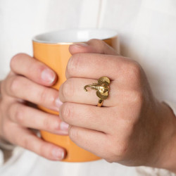 Bague dorée tête d'éléphant