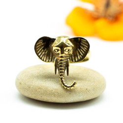 Bague éléphant en laiton doré