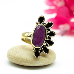 Bague laiton doré pierre rose