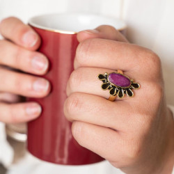 Bague fleur en laiton doré