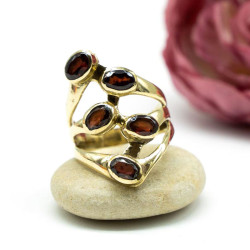 Bague dorée pierre grenat