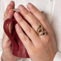 Bague laiton pierres rouges...