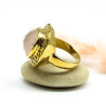 Bague bohème laiton et quartz rose