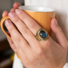 Bague dorée indienne travaillée et labradorite