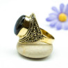 Bague bohème dorée en laiton et labradorite
