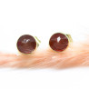 Puce d'oreille cornaline en laiton doré