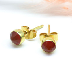 Clou d'oreille doré pierre orange