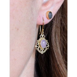 Boucle d'oreille quartz rose