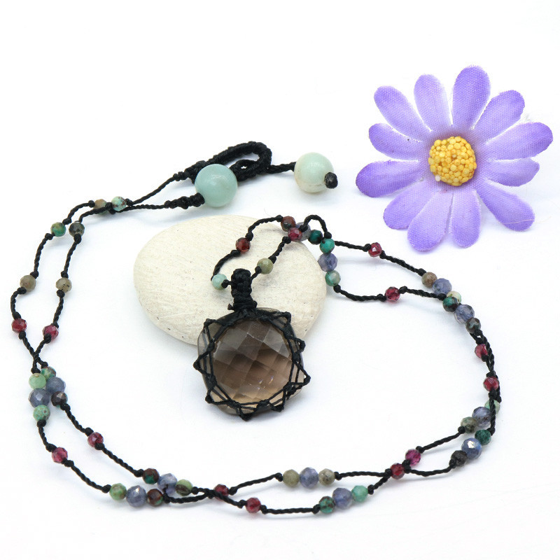 Collier pierre quartz fumé sur fil Collier pierre quartz fumé sur fil