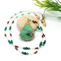 Collier pierre chrysoprase...