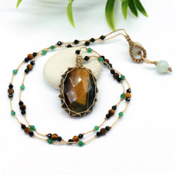 Collier sur fil pierre œil...