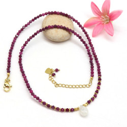 Collier rubis facetté et...