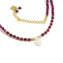 Collier rubis facetté et...