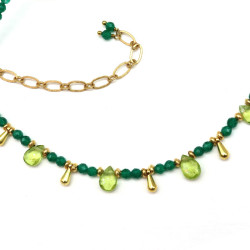 Collier pierres agate verte...