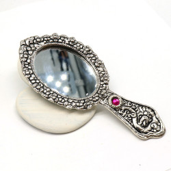 Miroir de poche indien argenté