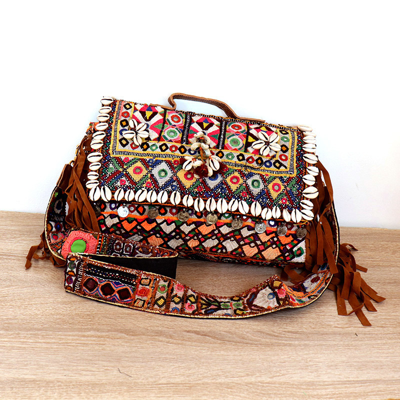 Sac cartable indien hippie chic à franges Sac cartable indien hippie chic à franges