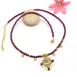Collier rubis facetté et...