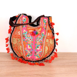 Sac indien brodé orange et...