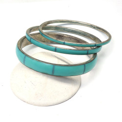 Lot de 3 joncs turquoises