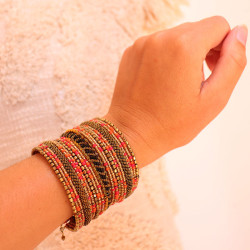 Manchette en perles rouges...