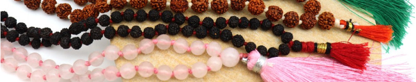 Nos colliers mala religieux en graines de rudraksha ou pierres